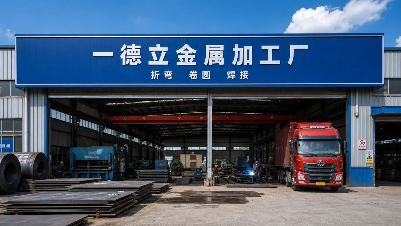 一德立金属加工厂AI辅助门头示意图